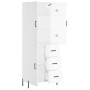 Credenza Bianco Lucido 69,5x34x180 cm in Legno Multistrato