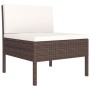 Set Divani da Giardino 5 pz con Cuscini in Polyrattan Marrone