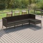 Set Divani da Giardino 5 pz con Cuscini in Polyrattan Grigio