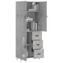 Credenza Grigio Cemento 69,5x34x180 cm in Legno Multistrato