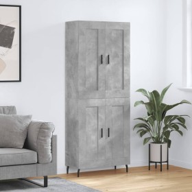 Credenza Grigio Cemento 69,5x34x180 cm in Legno Multistrato