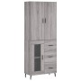 Credenza Grigio Sonoma 69,5x34x180 cm in Legno Multistrato