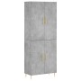 Credenza Grigio Cemento 69,5x34x180 cm in Legno Multistrato