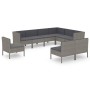 Set Divani da Giardino 9 pz con Cuscini in Polyrattan Grigio