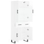 Credenza Bianco Lucido 69,5x34x180 cm in Legno Multistrato