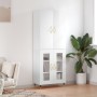 Credenza Bianco Lucido 69,5x34x180 cm in Legno Multistrato