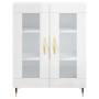 Credenza Bianco Lucido 69,5x34x180 cm in Legno Multistrato