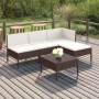 Set Divani da Giardino 5 pz con Cuscini in Polyrattan Marrone