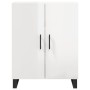 Credenza Bianco Lucido 69,5x34x180 cm in Legno Multistrato