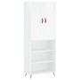 Credenza Bianco Lucido 69,5x34x180 cm in Legno Multistrato