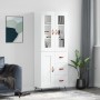 Credenza Bianco Lucido 69,5x34x180 cm in Legno Multistrato