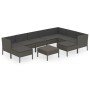 Set Divani da Giardino 10 pz con Cuscini in Polyrattan Grigio