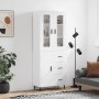 Credenza Bianco Lucido 69,5x34x180 cm in Legno Multistrato