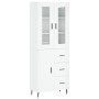 Credenza Bianco Lucido 69,5x34x180 cm in Legno Multistrato