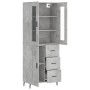 Credenza Grigio Cemento 69,5x34x180 cm in Legno Multistrato