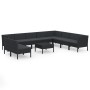 Set Divani da Giardino 11 pz con Cuscini in Polyrattan Nero