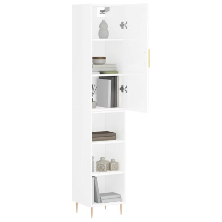 Credenza 34,5x34x180 cm in Legno Multistrato Bianco Lucido