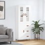 Credenza Bianco Lucido 69,5x34x180 cm in Legno Multistrato