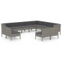 Set Divani da Giardino 12 pz con Cuscini in Polyrattan Grigio