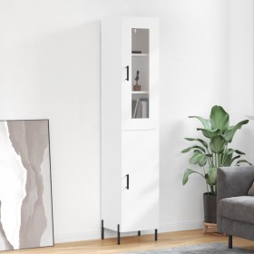 Credenza Bianca 34,5x34x180 cm in Legno Multistrato