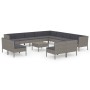 Set Divani da Giardino 14 pz con Cuscini in Polyrattan Grigio