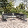 Set Divani da Giardino 12 pz con Cuscini in Polyrattan Grigio