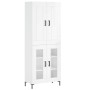 Credenza Bianco Lucido 69,5x34x180 cm in Legno Multistrato