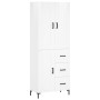 Credenza Bianco Lucido 69,5x34x180 cm in Legno Multistrato