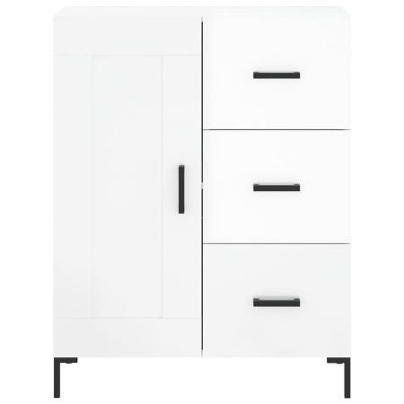 Credenza Bianco Lucido 69,5x34x180 cm in Legno Multistrato