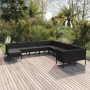 Set Divani da Giardino 11 pz con Cuscini in Polyrattan Nero