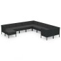 Set Divani da Giardino 11 pz con Cuscini in Polyrattan Nero