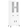 Credenza Bianco Lucido 69,5x34x180 cm in Legno Multistrato