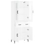 Credenza Bianco Lucido 69,5x34x180 cm in Legno Multistrato