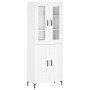 Credenza Bianco Lucido 69,5x34x180 cm in Legno Multistrato