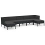 Set Divani da Giardino 7 pz con Cuscini in Polyrattan Nero