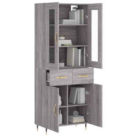 Credenza Grigio Sonoma 69,5x34x180 cm in Legno Multistrato