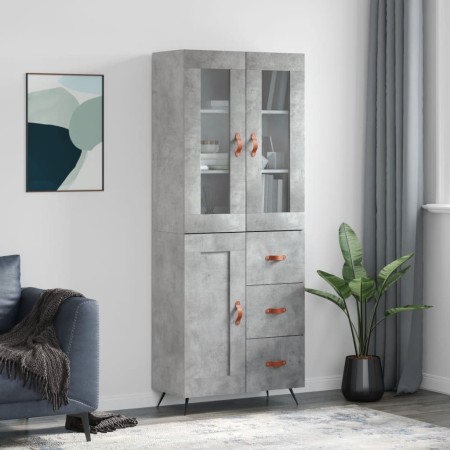 Credenza Grigio Cemento 69,5x34x180 cm in Legno Multistrato