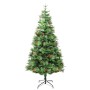 Albero di Natale Preilluminato con Pigne Verde 195 cm PVC e PE