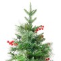 Albero di Natale Preilluminato con Pigne Verde 195 cm PVC e PE