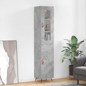 Credenza Grigio Cemento 34,5x34x180 cm in Legno Multistrato