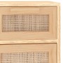 Credenza Marrone 60x30x75cm Legno Massello Pino Rattan Naturale