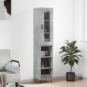 Credenza Grigio Cemento 34,5x34x180 cm in Legno Multistrato