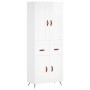 Credenza Bianco Lucido 69,5x34x180 cm in Legno Multistrato