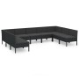 Set Divani da Giardino 9 pz con Cuscini in Polyrattan Nero