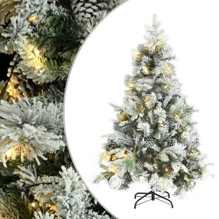 Albero di Natale Innevato Preilluminato Pigne 150cm in PVC e PE