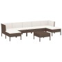 Set Divani da Giardino 8 pz con Cuscini in Polyrattan Marrone