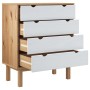 Cassettiera OTTA Marrone e Bianco 76,5x39,5x90 cm Legno di Pino