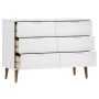 Cassettiera MOLDE Bianca 113x40x80 cm in Legno Massello di Pino