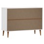Cassettiera MOLDE Bianca 113x40x80 cm in Legno Massello di Pino