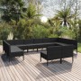 Set Divani da Giardino 12 pz con Cuscini in Polyrattan Nero